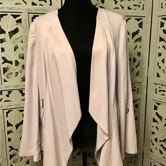 CHICOS PRETTY PALE LAVENDER PURPLE SUPER SOFT OPEN FRONT LONG SLEEVE JACKET - Picture 2 of 10